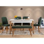 Hanah Home Santiago Atlantic-White Green Conjunto Mesa y Sillas Extensible Comedor 120/153x75x75 cm y 4 Sillas